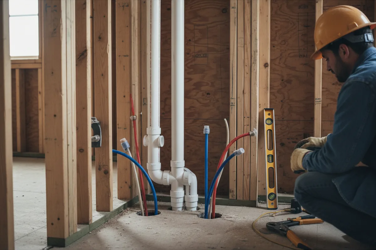 Drain and supply rough-in during Drain Cleaning in Bellevue